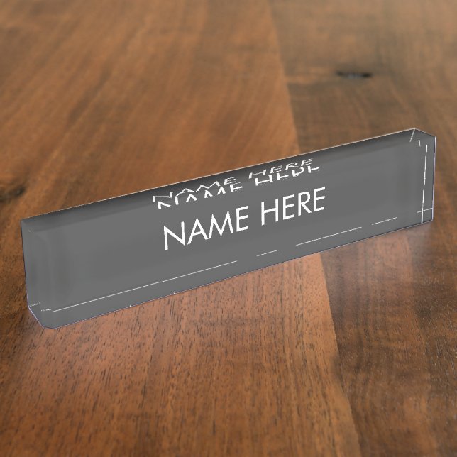 Porte-nom Pour Bureau personnaliser, modifier le nom texte fusain blanc (Taille)