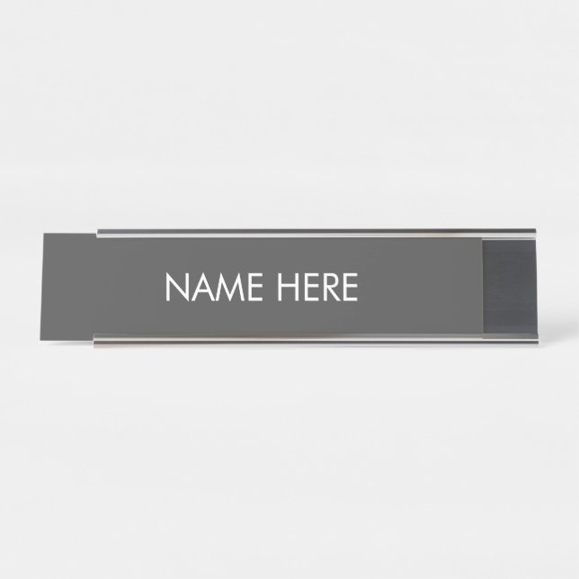 Porte-nom Pour Bureau personnaliser, modifier le nom texte gris foncé bl (Devant)