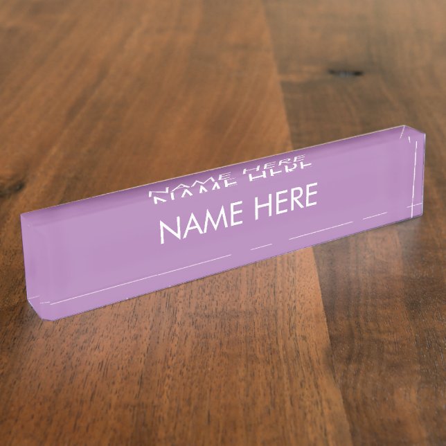 Porte-nom Pour Bureau personnaliser, modifier le nom texte lavande blanc (Taille)