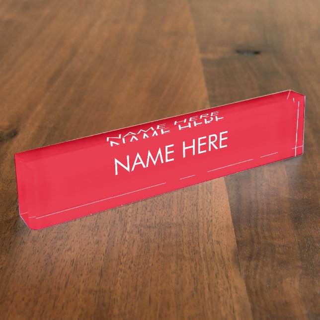 Porte-nom Pour Bureau personnaliser, modifier le nom texte rouge blanc (Taille)