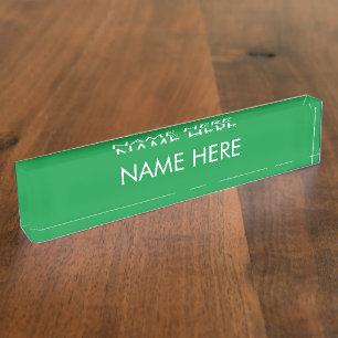 Porte-nom Pour Bureau personnaliser, modifier le nom texte vert blanc