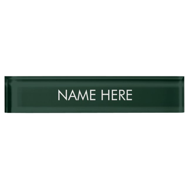 Porte-nom Pour Bureau personnaliser, modifier le nom texte vert foncé bl (Devant)