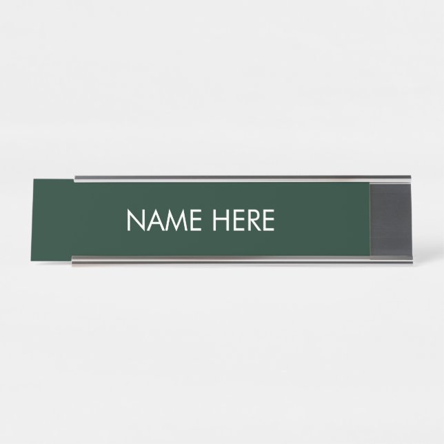 Porte-nom Pour Bureau personnaliser, modifier le nom texte vert foncé bl (Devant)