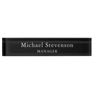 Porte-nom Pour Bureau Personnaliser noire Nom et titre Profession