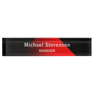 Porte-nom Pour Bureau Personnaliser noire rouge Nom et titre Profession
