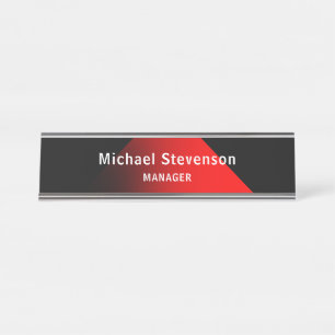 Porte-nom Pour Bureau Personnaliser noire rouge Nom et titre Profession