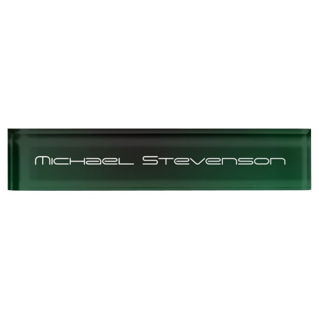 Porte-nom Pour Bureau Personnaliser Texte Professionnel Vert Moderne Pla (Devant)
