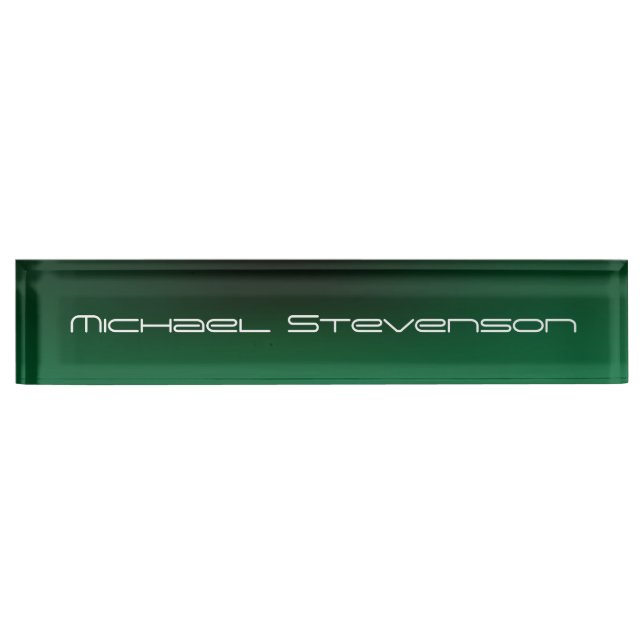 Porte-nom Pour Bureau Personnaliser Texte Professionnel Vert Moderne Pla (Devant)