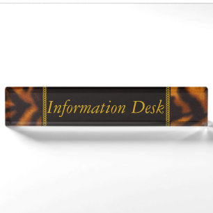 Porte-nom Pour Bureau Personnalisez l'art de rayures de tigre de motif d