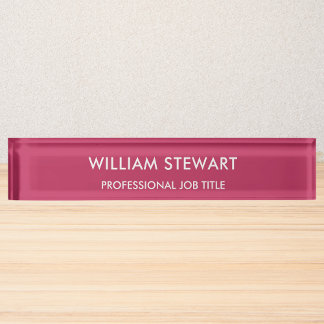 Porte-nom Pour Bureau Personnel Professionnel Minimaliste Hot Pink