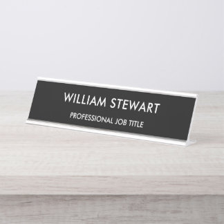 Porte-nom Pour Bureau Personnel professionnel minimaliste noir employé n