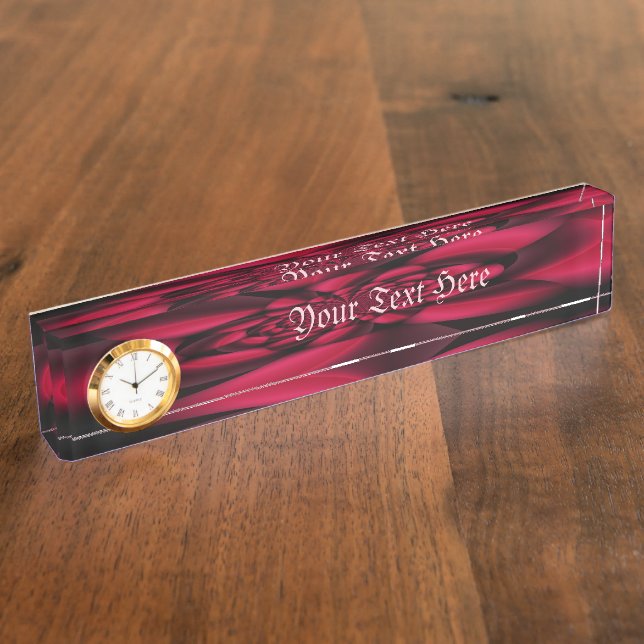 Porte-nom Pour Bureau Pétale Noir Rouge Rubis (Taille)