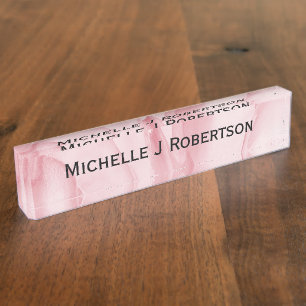 Porte-nom Pour Bureau Pétales roses précieux avec nom