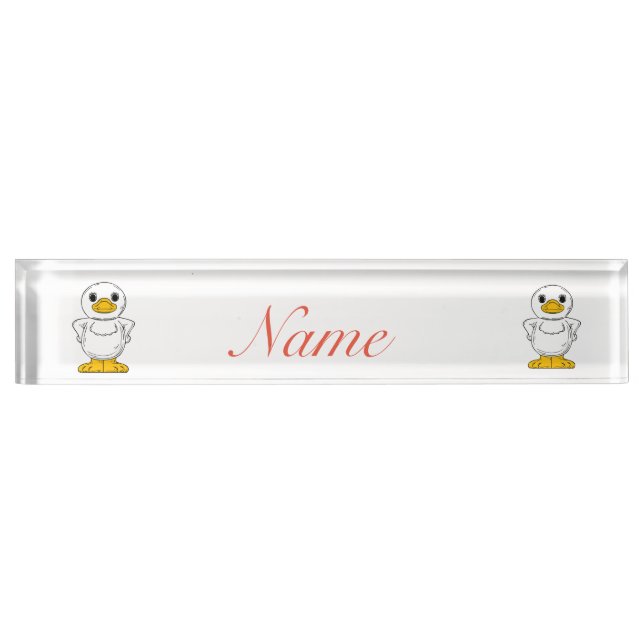 Porte-nom Pour Bureau Petit canard blanc debout Thunder_Cove (Devant)
