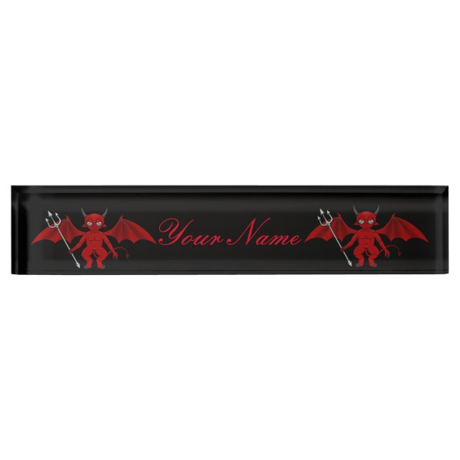 Porte-nom Pour Bureau Petit diable rouge Thunder_Cove (Devant)