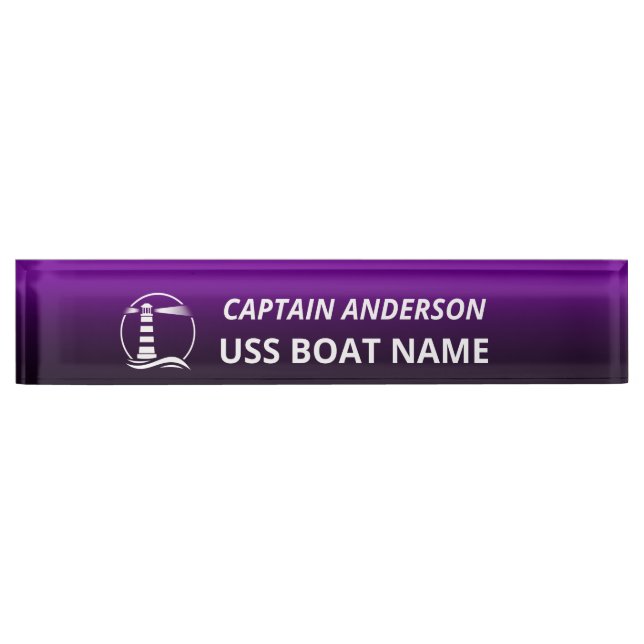 Porte-nom Pour Bureau Phare classique Capitaine et bateau (Devant)