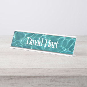 Porte-nom Pour Bureau Photo de piscine Aqua Green
