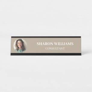 Porte-nom Pour Bureau Photo de profil professionnelle simple et moderne