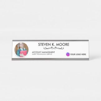 Porte-nom Pour Bureau Photo & Logo Professional Office Personalized Blk