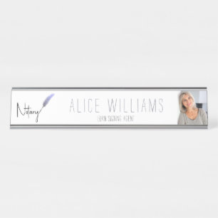 Porte-nom Pour Bureau Photo Notaire minimaliste moderne violet et blanc