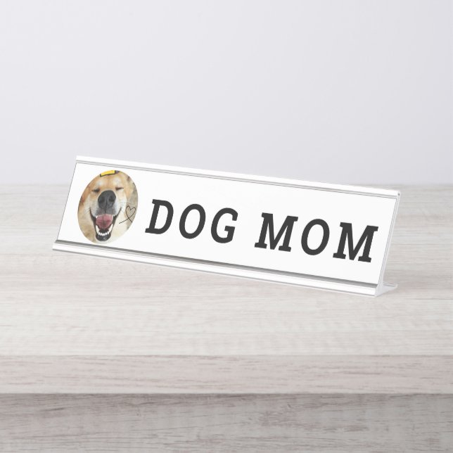 Porte-nom Pour Bureau Photo personnalisée maman chien (Devant)