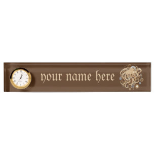 Porte-nom Pour Bureau Pieuvre Steampunk Rétro Fantastique Mécanique