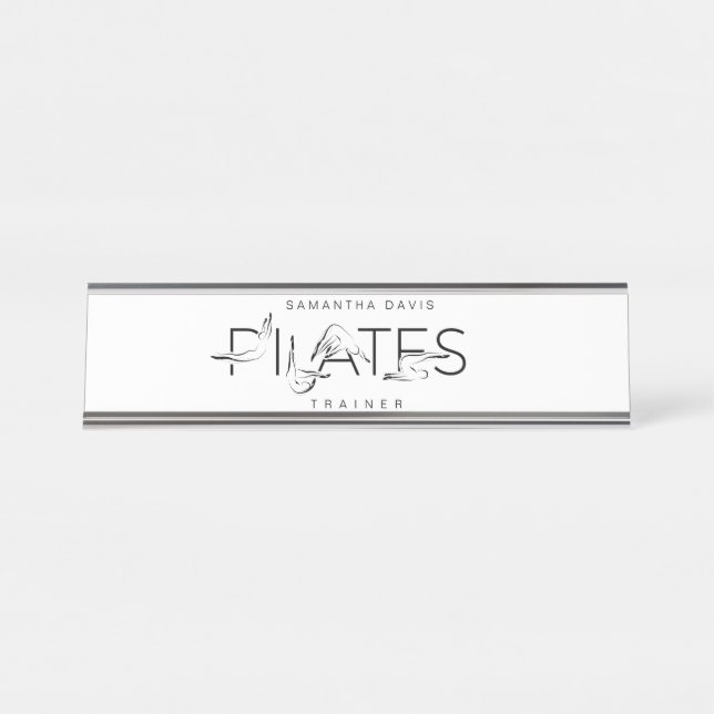 Porte-nom Pour Bureau Pilates Pots dans Pilates Word (Devant)