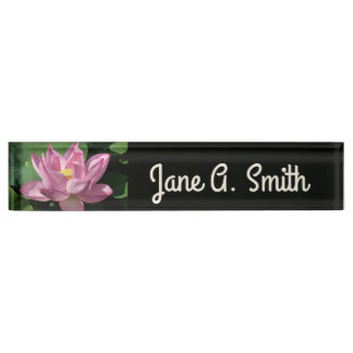 Porte-nom Pour Bureau Pink Lotus Flower IV