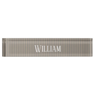 Porte-nom Pour Bureau Pinstripes beiges personnalisées