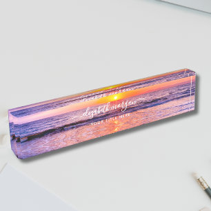 Porte-nom Pour Bureau Plage Sunset Côte Été Vagues océaniques