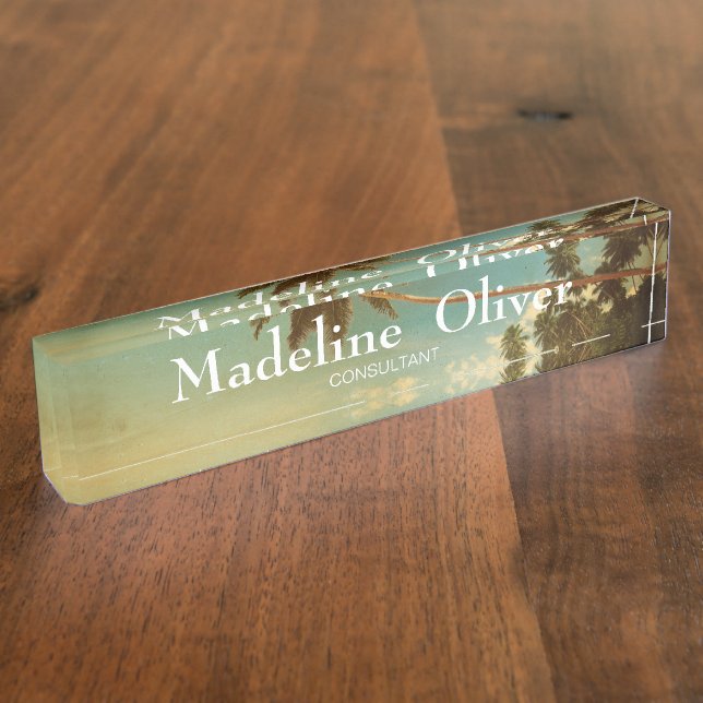 Porte-nom Pour Bureau Plage tropicale Voyage Palm Tree Moderne (Taille)
