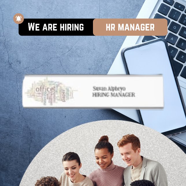 Porte-nom Pour Bureau Plain Moderne White Hiring Manager Nom du bureau P (Créateur téléchargé)