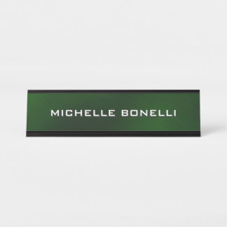 Porte-nom Pour Bureau Plaine minimaliste moderne vert foncé Noir