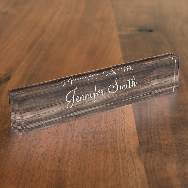 Porte-nom Pour Bureau Planche en faux bois (Taille)
