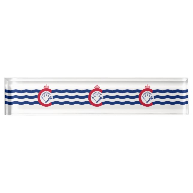 Porte-nom Pour Bureau Plaque de bureau patriotique avec Drapeau de Cinci (Devant)