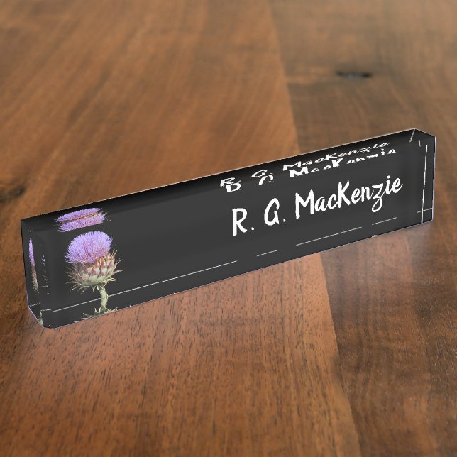 Porte-nom Pour Bureau Plaque de nom - Chardon avec nom (Taille)