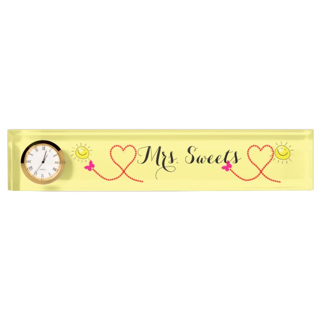 Porte-nom Pour Bureau Plaque de nom du bureau papillon (Devant)