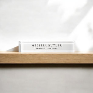 Porte-nom Pour Bureau Plaque de nom minimaliste de bureau blanc de luxe