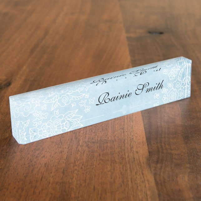 Porte-nom Pour Bureau Plaque d'identification bleue (Taille)