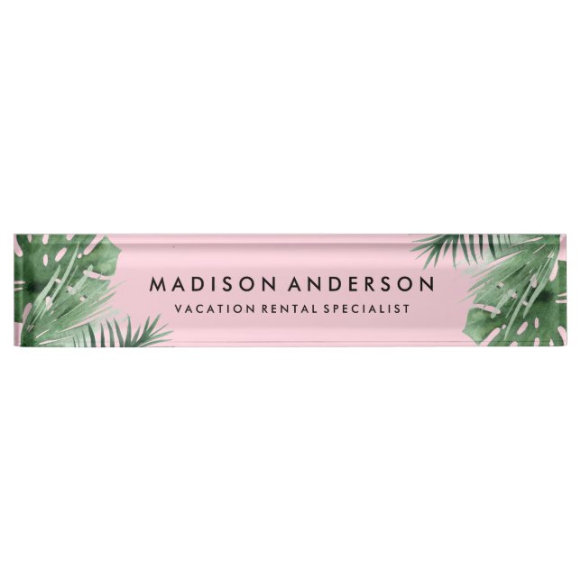 Porte-nom Pour Bureau Plaque d'identification de bureau de tropiques (Devant)