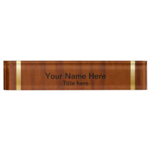 Porte-nom Pour Bureau Plaque d'identification en bois de barre d'or de