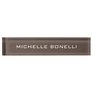 Porte-nom Pour Bureau Plaque minimaliste Brown moderne