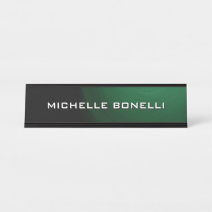 Porte-nom Pour Bureau Plat minimaliste Vert moderne Noir