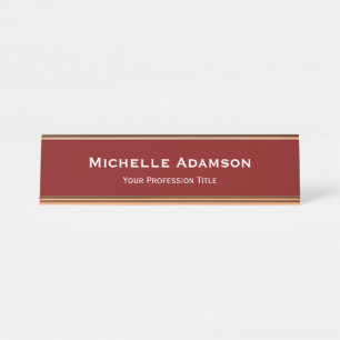 Porte-nom Pour Bureau Plat professionnel rouge profond moderne