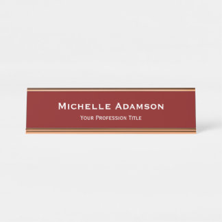 Porte-nom Pour Bureau Plat professionnel rouge profond moderne