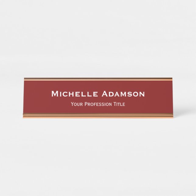 Porte-nom Pour Bureau Plat professionnel rouge profond moderne (Devant)
