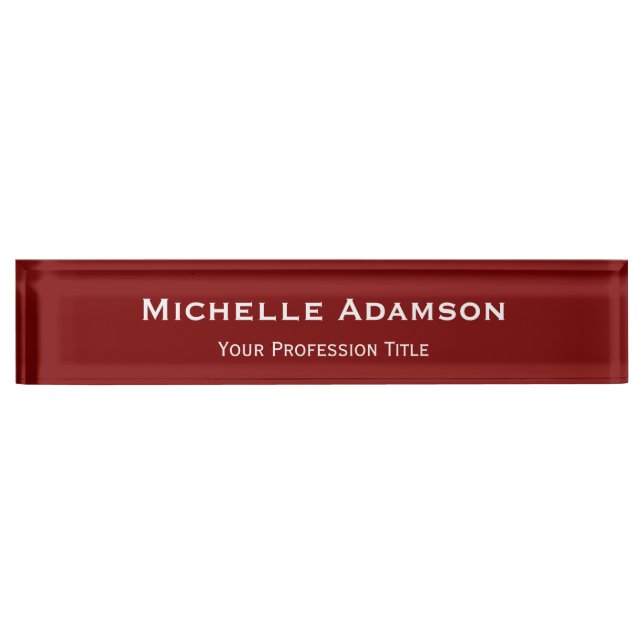 Porte-nom Pour Bureau Plat professionnel rouge profond moderne (Devant)