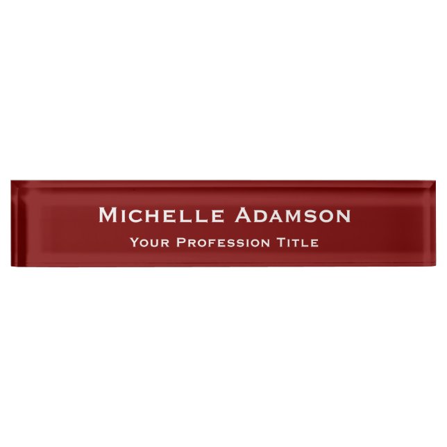 Porte-nom Pour Bureau Plat professionnel rouge profond moderne (Devant)