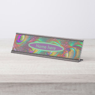 Porte-nom Pour Bureau Plumes Peacock Tinsel de Noël Personnalisées