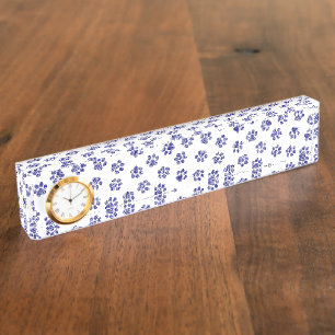 Porte-nom Pour Bureau Poches de Doodle, Paws de Chien, Paws Bleus de Mar